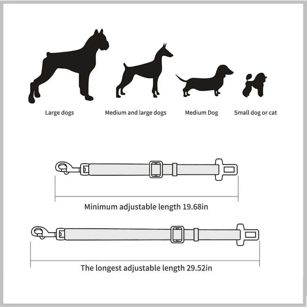 Adjustable Car Seat Belt Safety Lead for Dogs and Cats