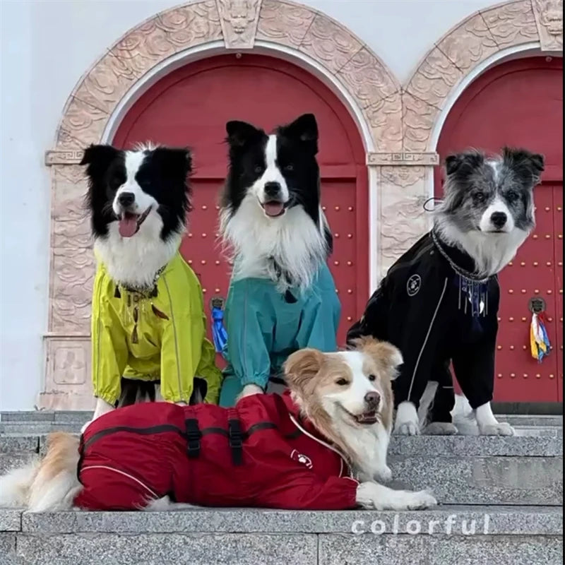 Reflective Waterproof Dog Raincoat Jumpsuit for Large Dogs