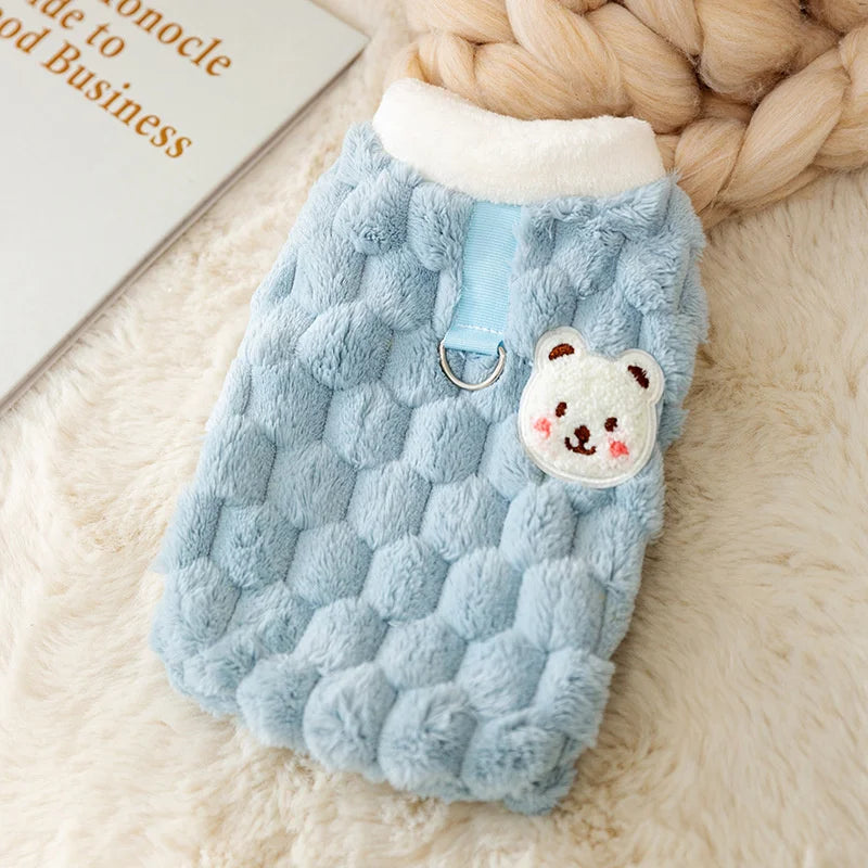 Sweet Bear Print Plush Sweater Jacket for Small Dogs and Cats