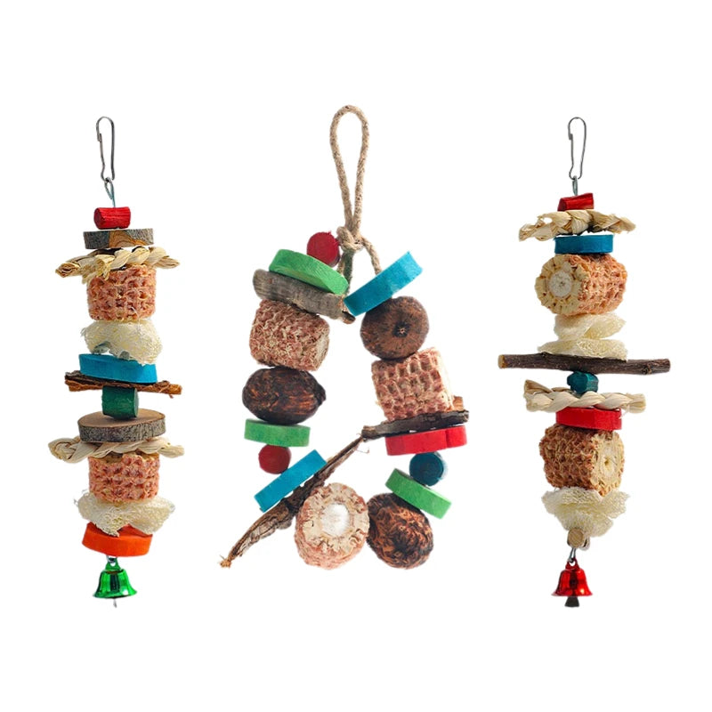Natural Corn Cob and Loofah Parrot Chew Toy
