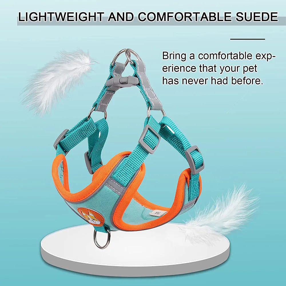 Step-In Reflective Vest Harness and Leash Set for Puppies