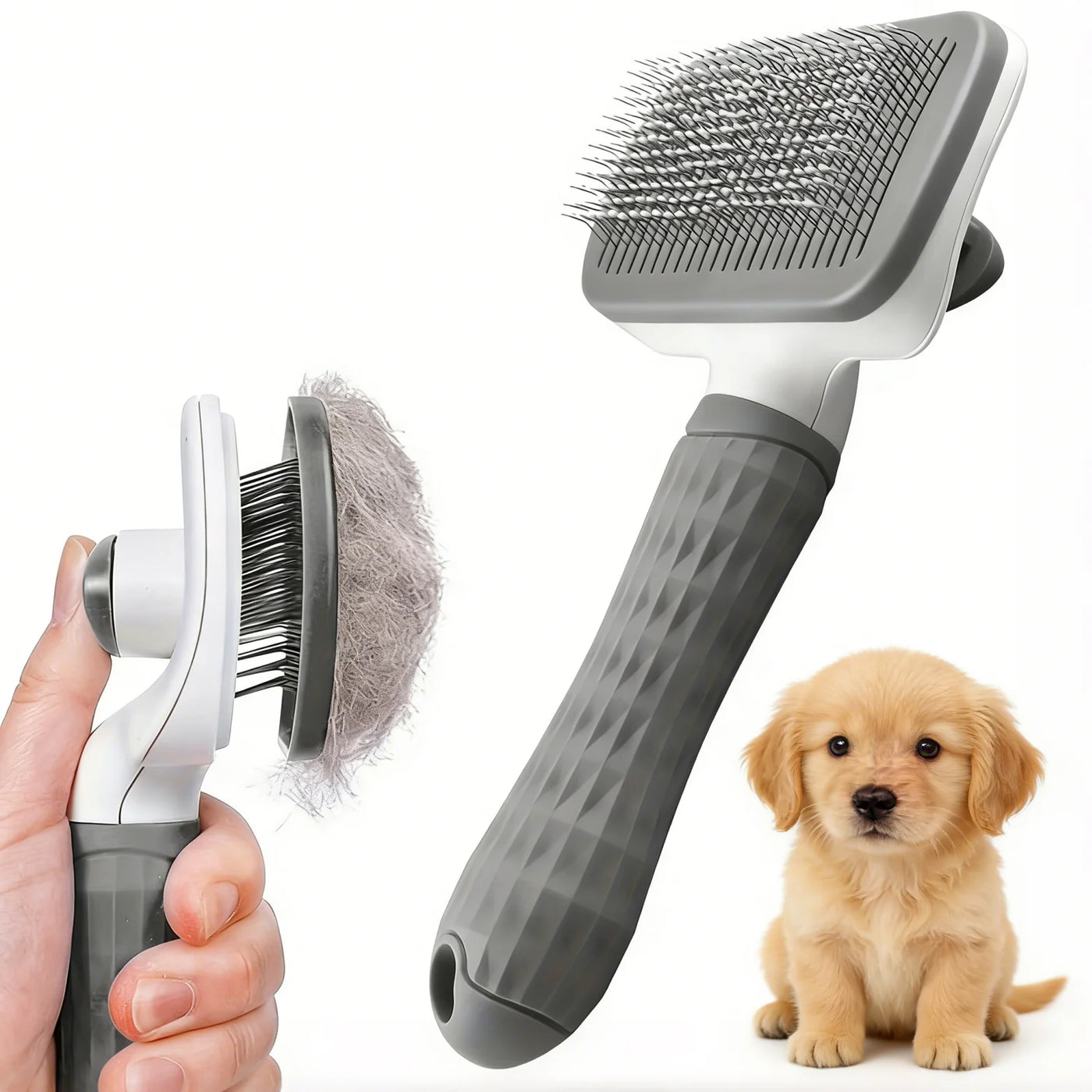 One-Click Pet Grooming Brush for Dogs and Cats