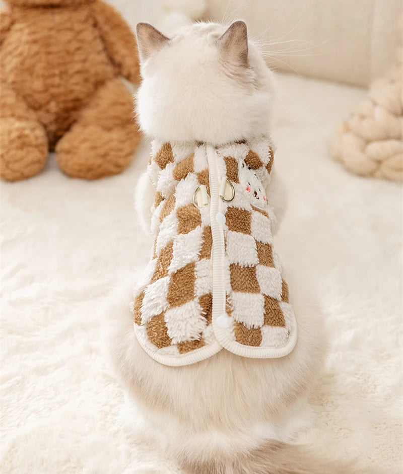 Sweet Bear Print Plush Sweater Jacket for Small Dogs and Cats