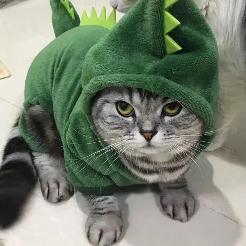 Dinosaur Fleece Hoodie Costume for Cats and Small Dogs