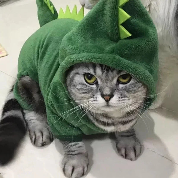 Dinosaur Fleece Hoodie Costume for Cats and Small Dogs