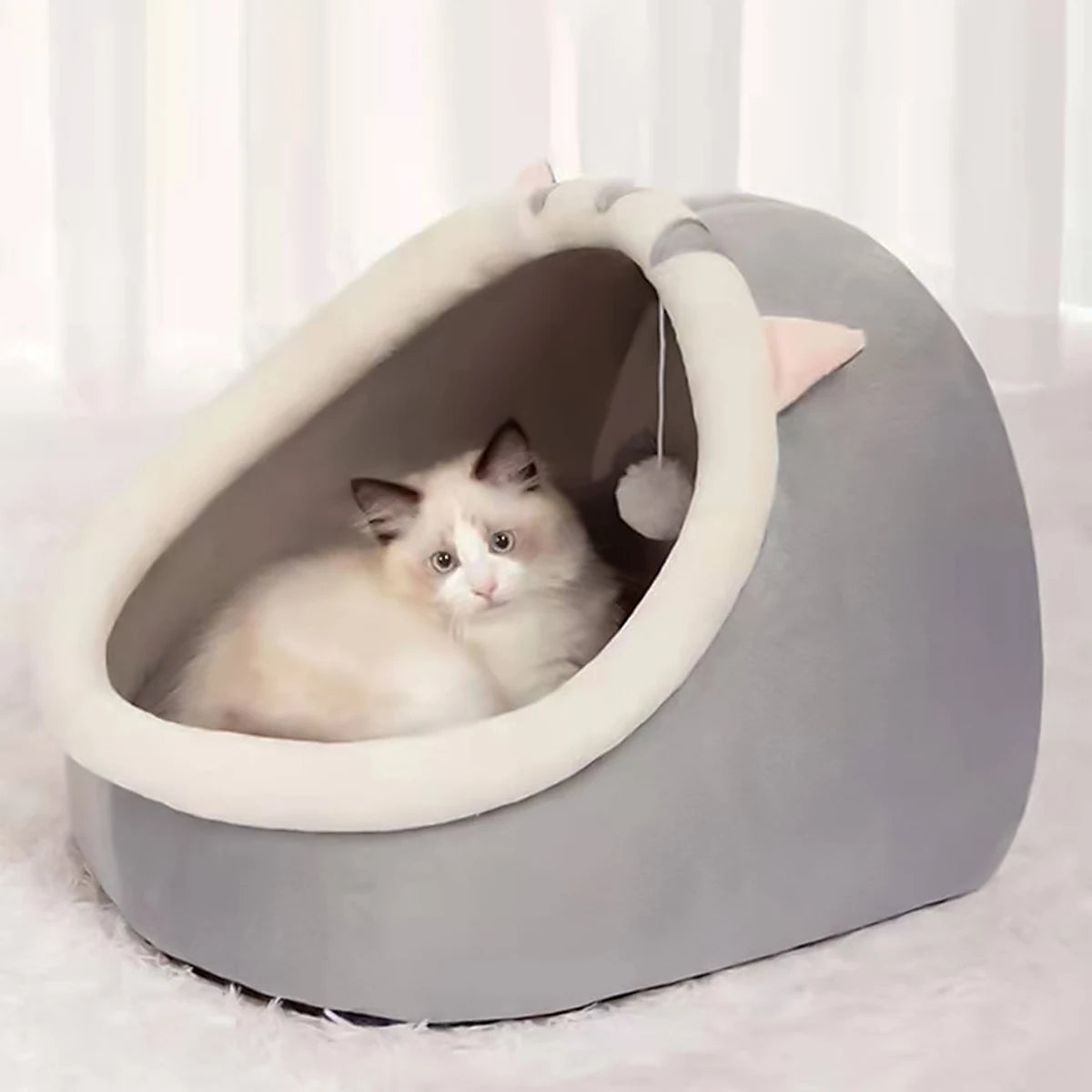 Semi-Closed Cotton Cat Nest Bed for Cozy Rest