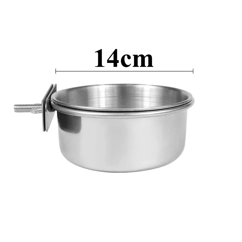 Stainless Steel Clamp Bird Food and Water Cup