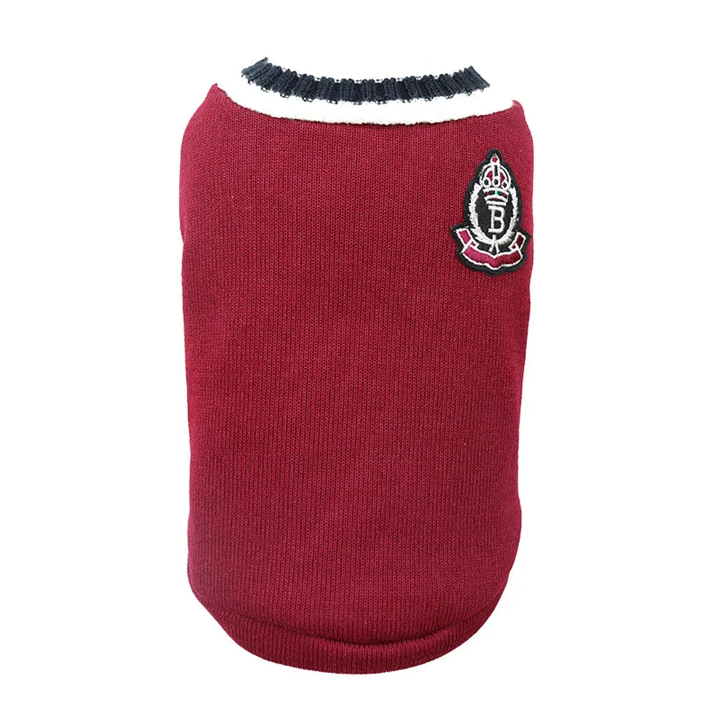 Collegiate Style Winter Sweater Vest for Cats and Small Dogs