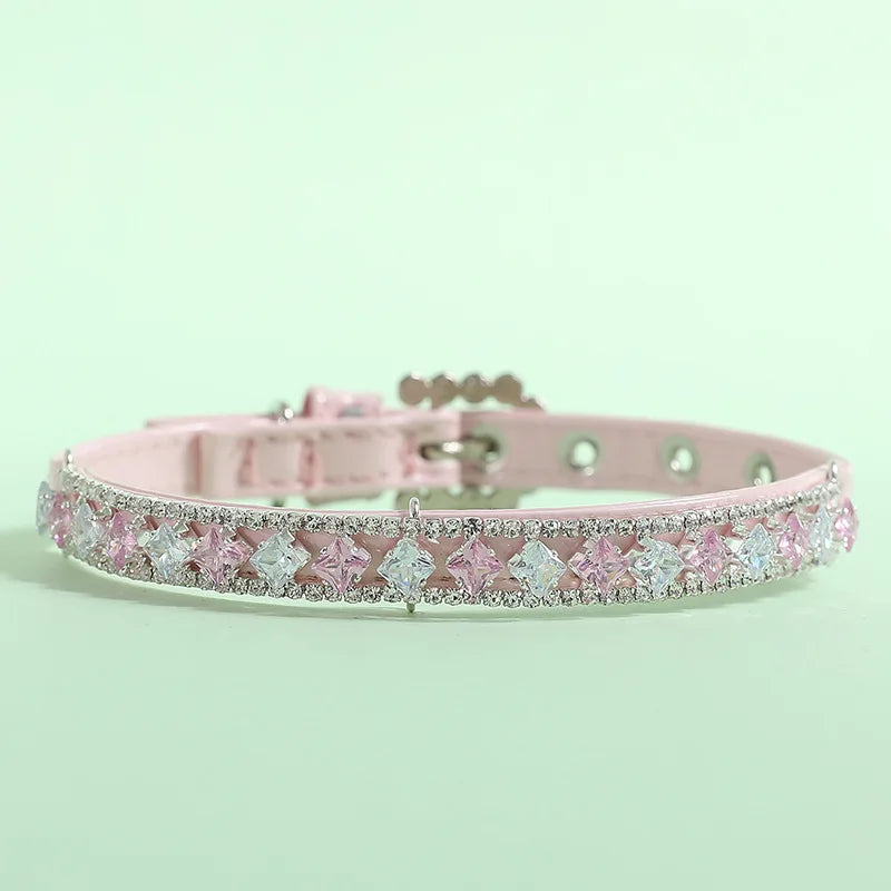 Pearl Rhinestone Cat and Puppy Necklace Collar