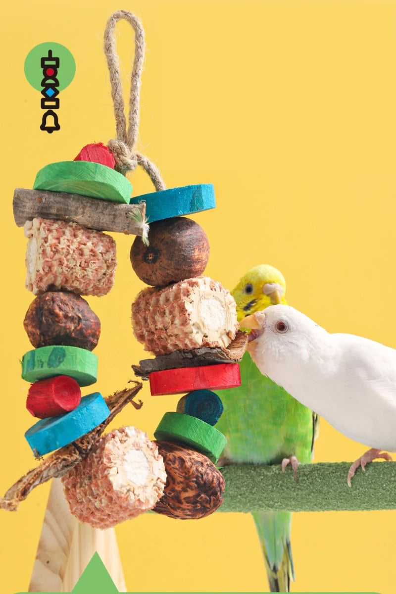 Natural Corn Cob and Loofah Parrot Chew Toy