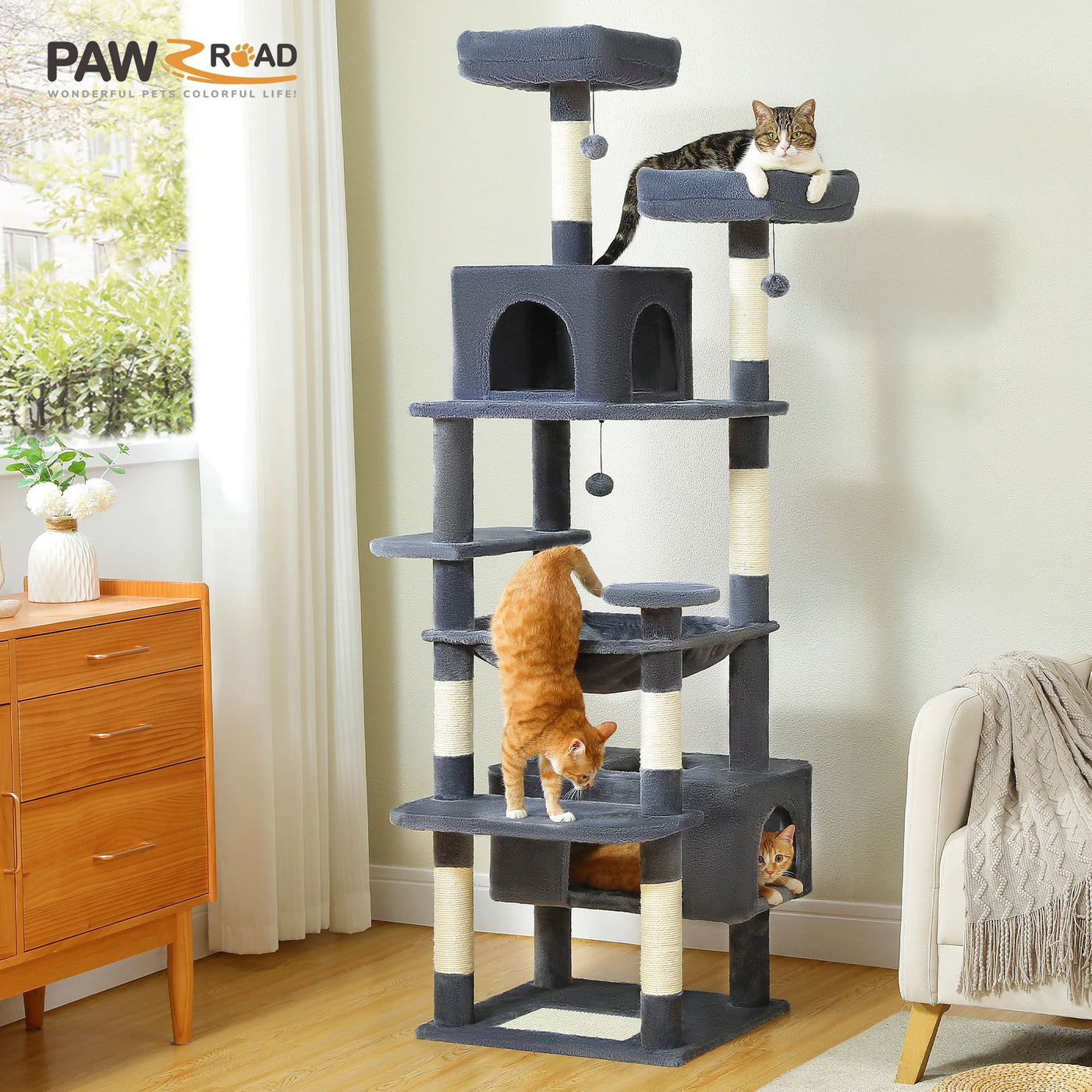 Large Multi-Level Cat Tree with Sisal Scratching Posts