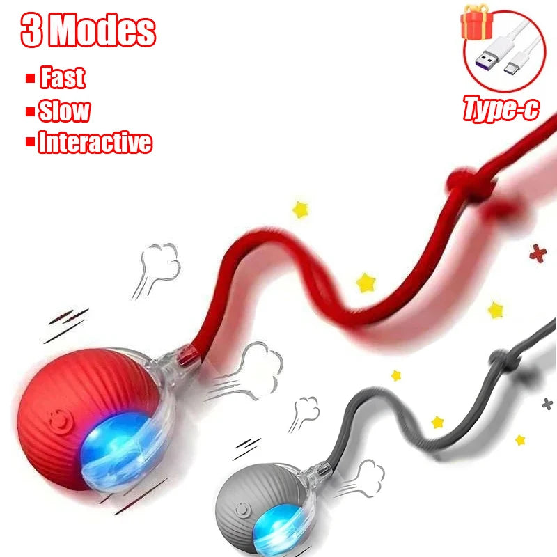 Rechargeable Faux Tail Smart Ball Cat Toy