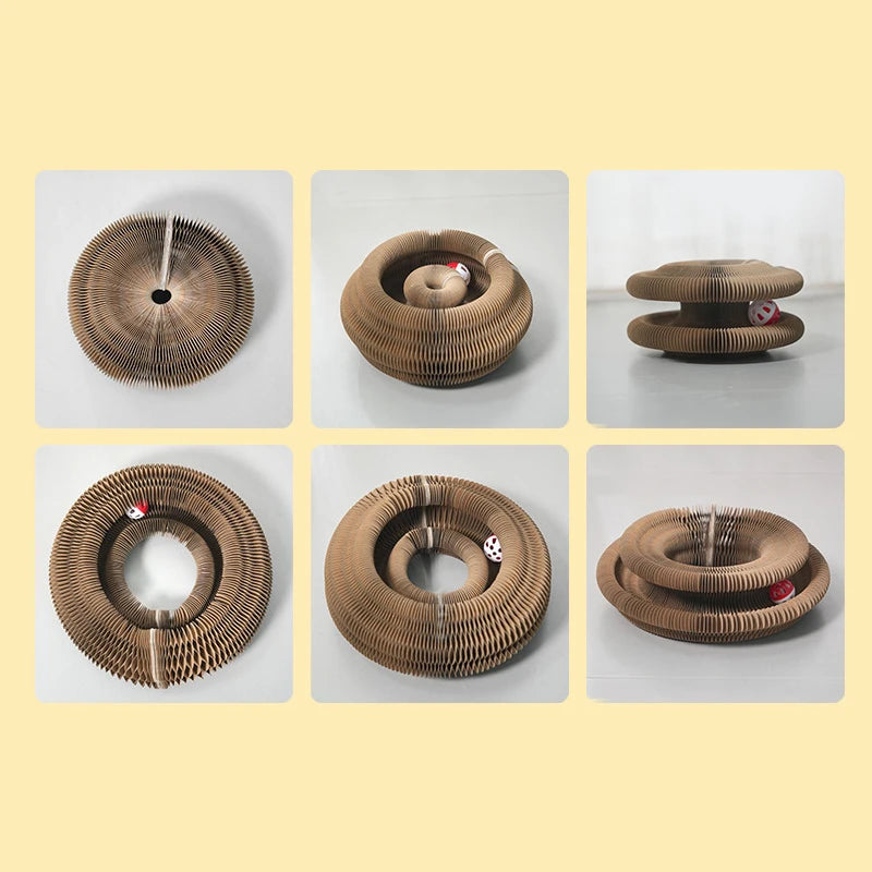 Round Corrugated Cat Scratcher Board with Ball Track