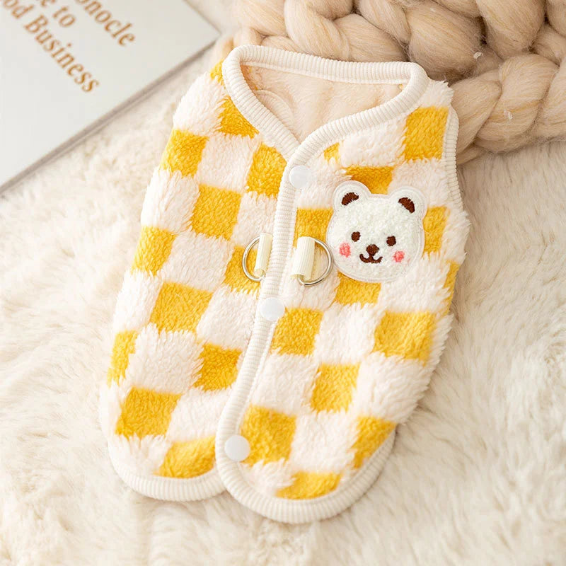 Sweet Bear Print Plush Sweater Jacket for Small Dogs and Cats