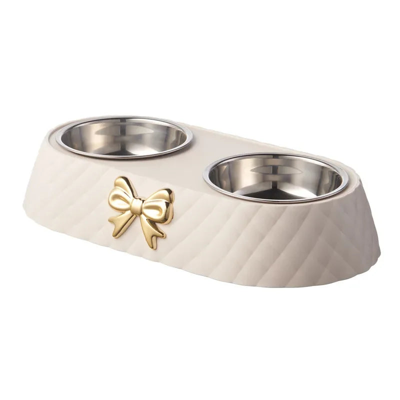 Bowtie Double Food and Water Bowl for Cats and Dogs