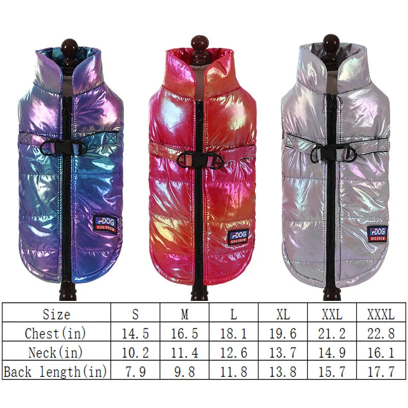 Rainbow Gradient Winter Vest for Small and Medium Dogs