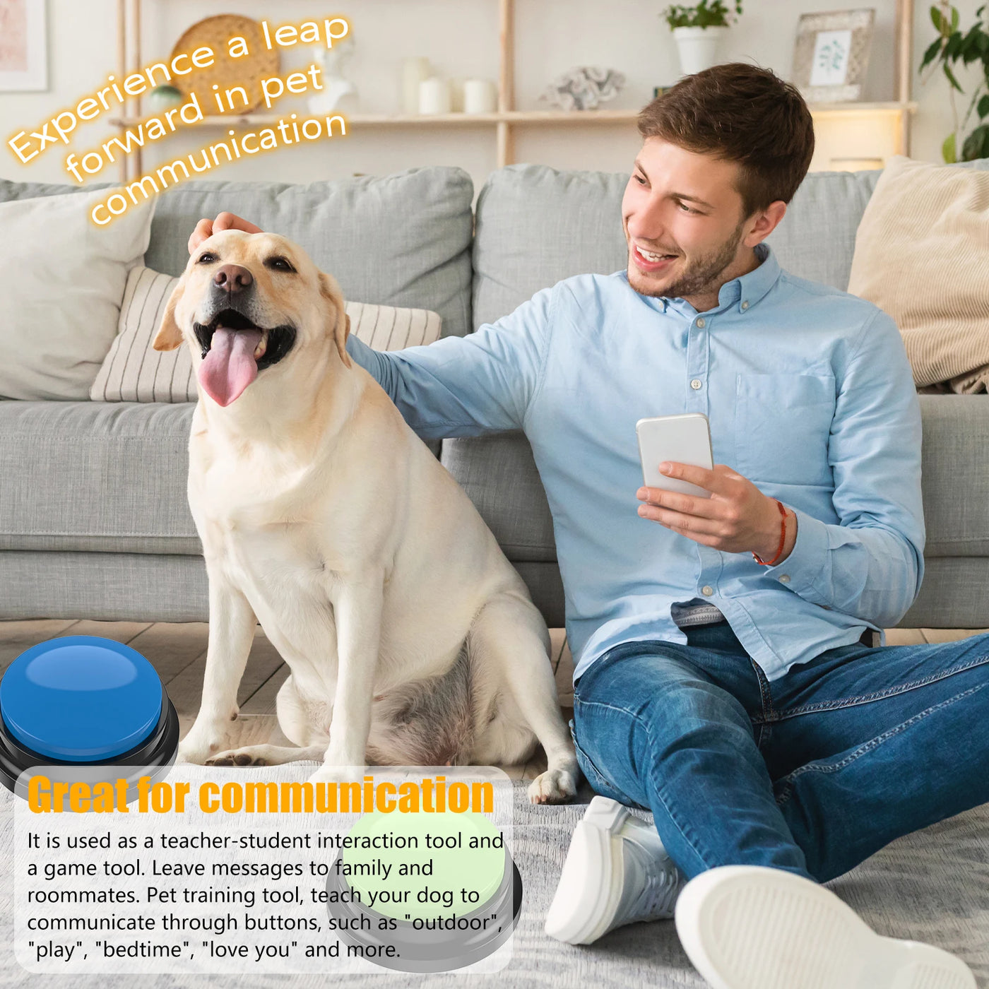 Recordable Dog Training Buttons with Light - 4/6 Piece Set