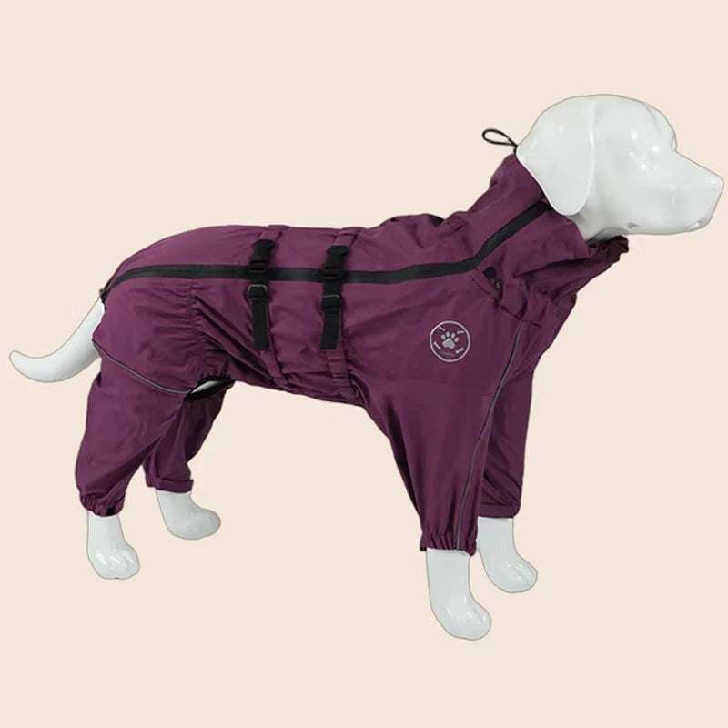 Reflective Waterproof Dog Raincoat Jumpsuit for Large Dogs