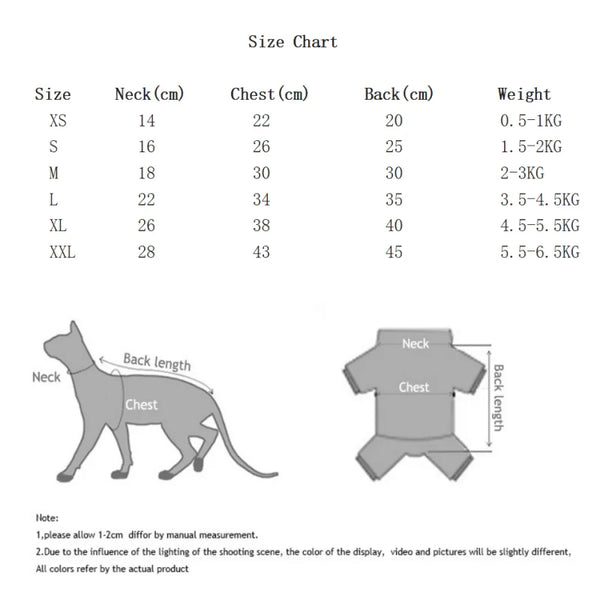 Soft Cotton 4-Legged Sphynx Cat Jumpsuit with Striped Design
