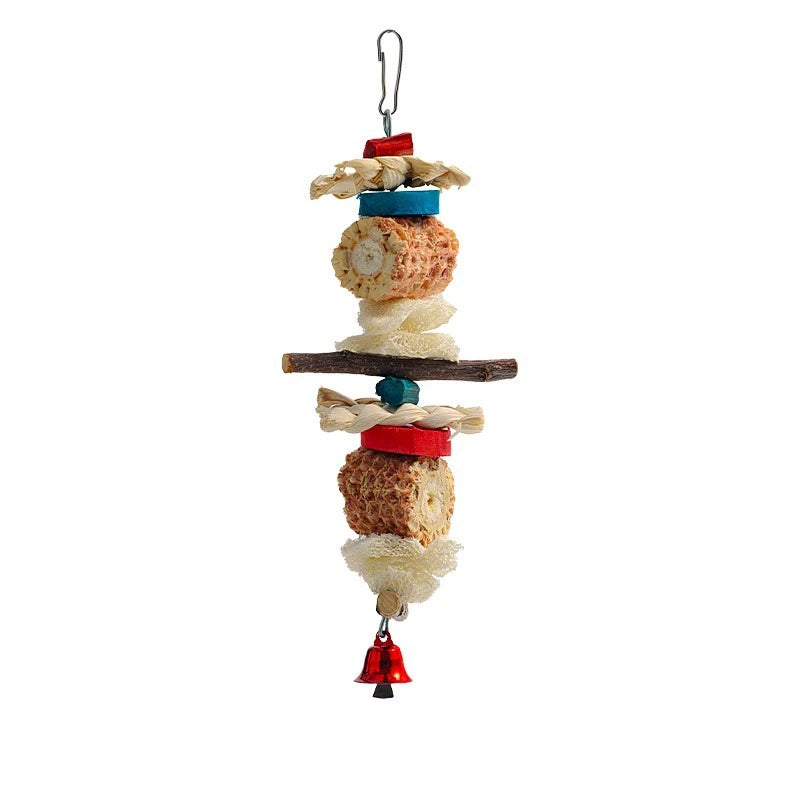 Natural Corn Cob and Loofah Parrot Chew Toy