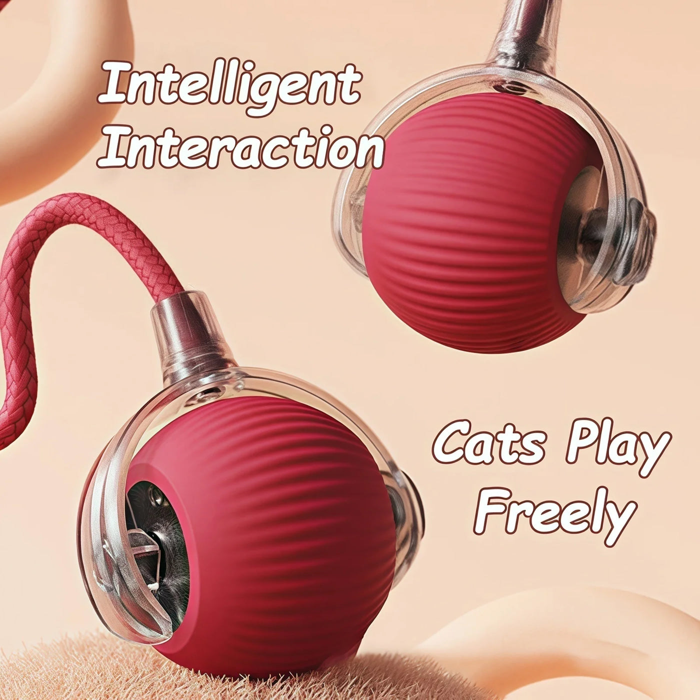 Rechargeable Faux Tail Smart Ball Cat Toy