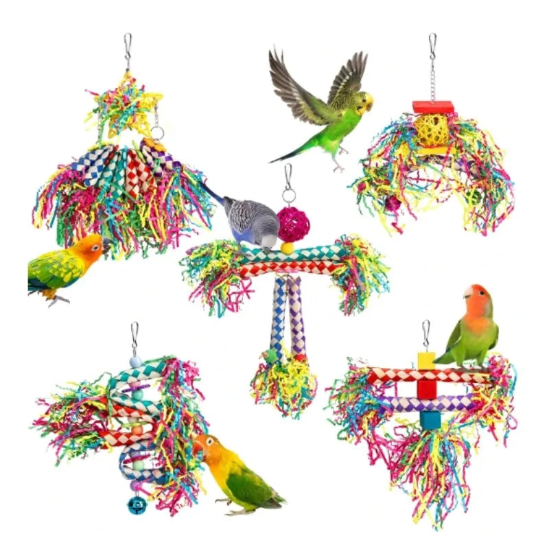 Colorful Parrot Biting and Foraging Toy Set