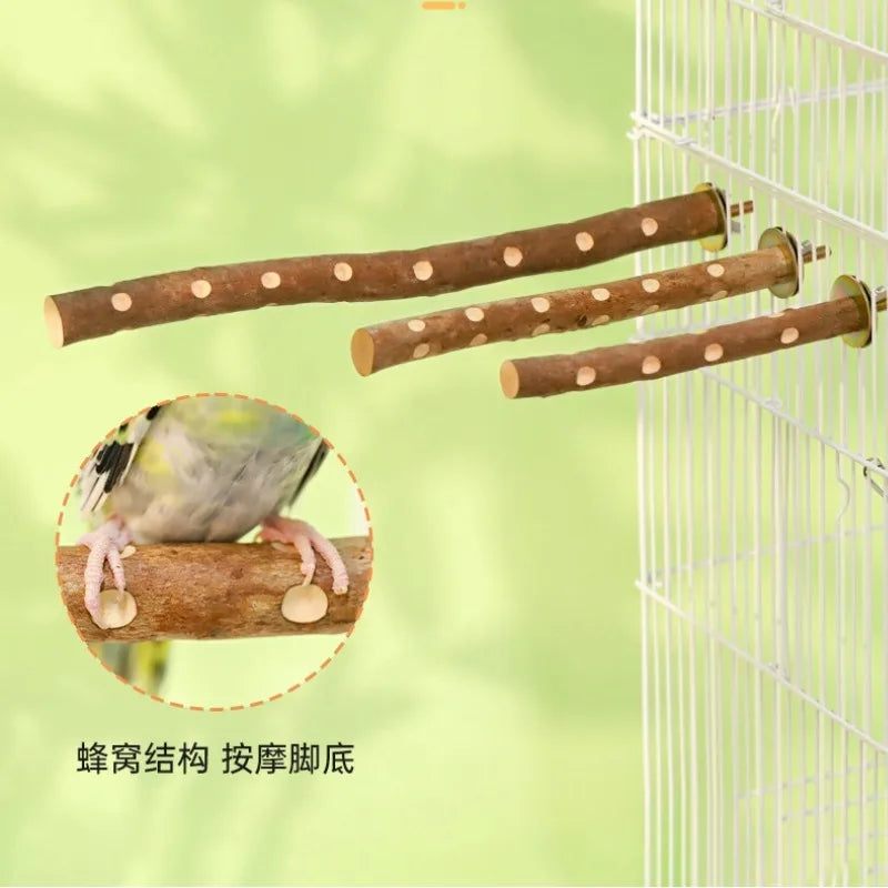 Natural Wood Bird Perch Stand for Cage Exercise