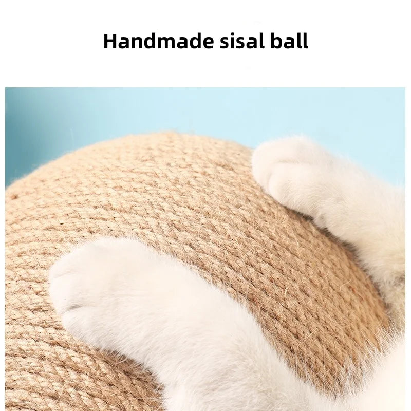 Sisal Rope Cat Scratching Ball with Wooden Base