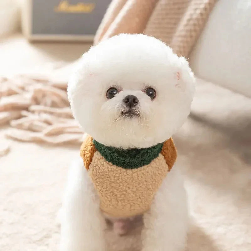Brown Two-Legged Winter Dog Cardigan Coat for Small Pets