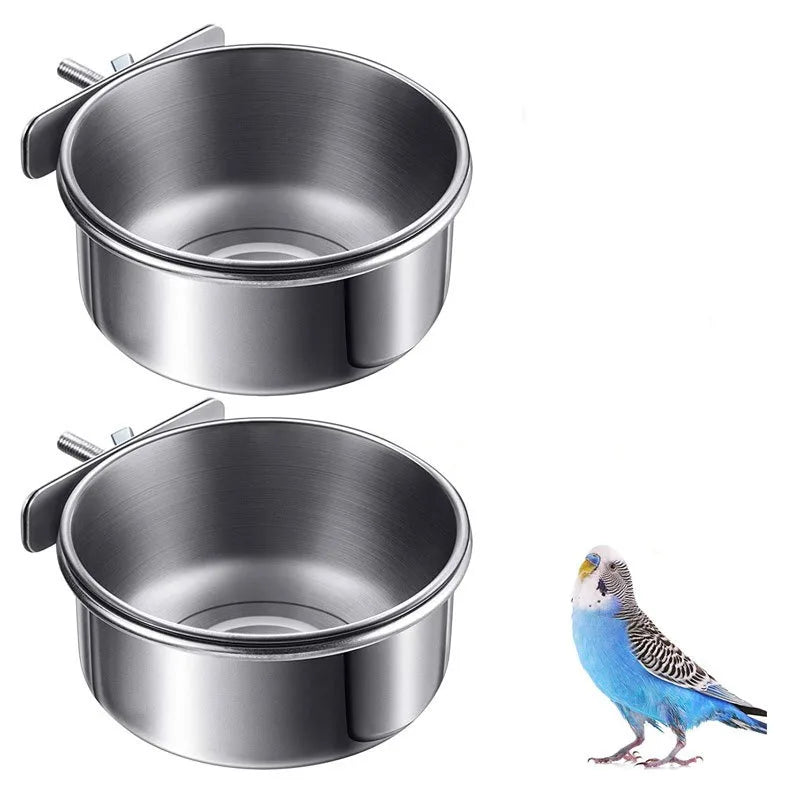 Stainless Steel Clamp Bird Food and Water Cup
