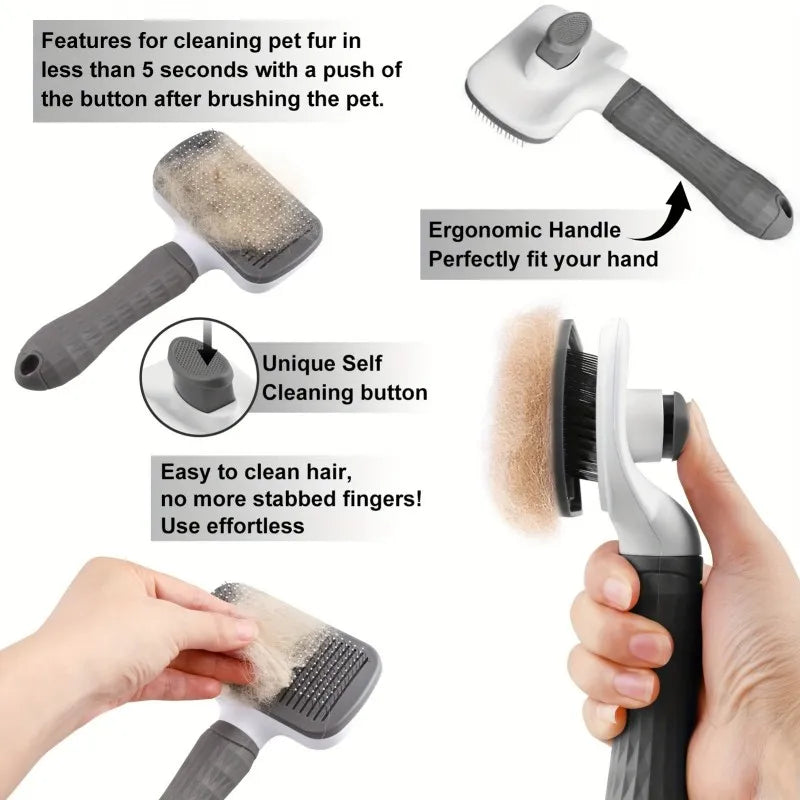 One-Click Pet Grooming Brush for Dogs and Cats