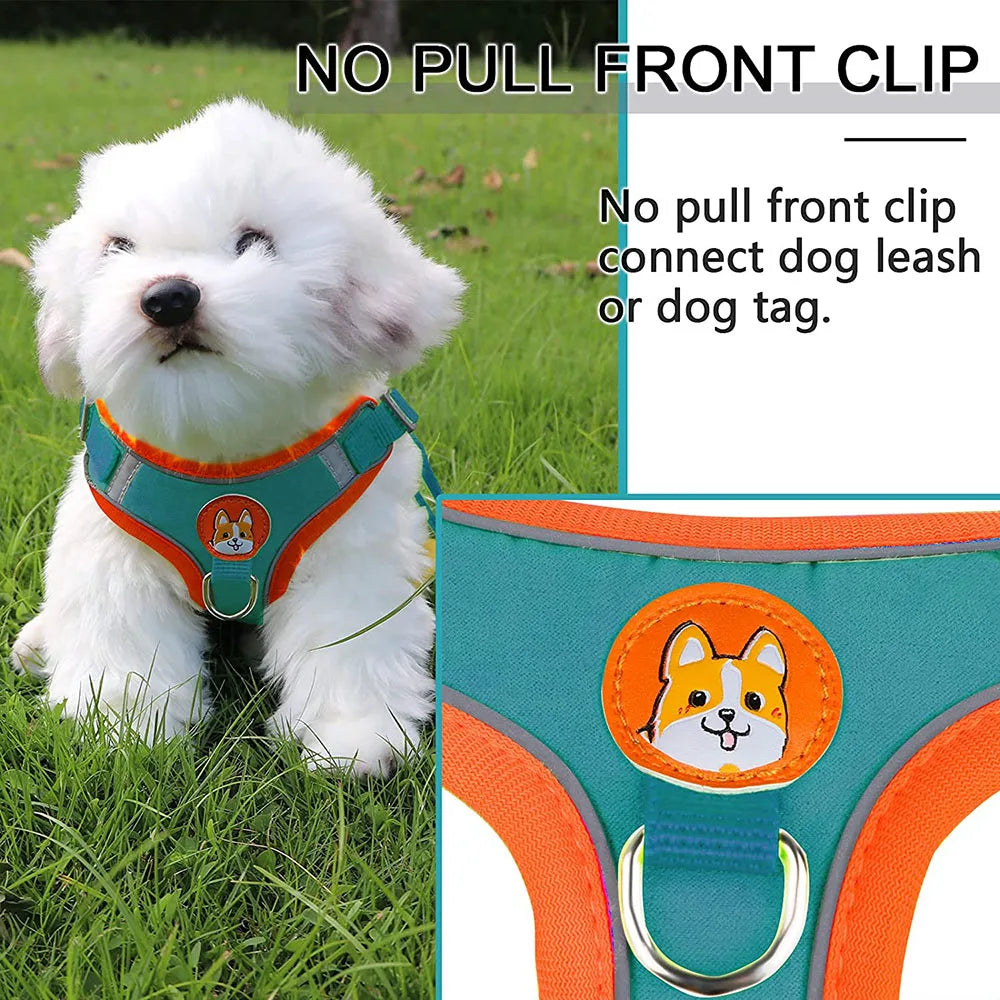 Step-In Reflective Vest Harness and Leash Set for Puppies