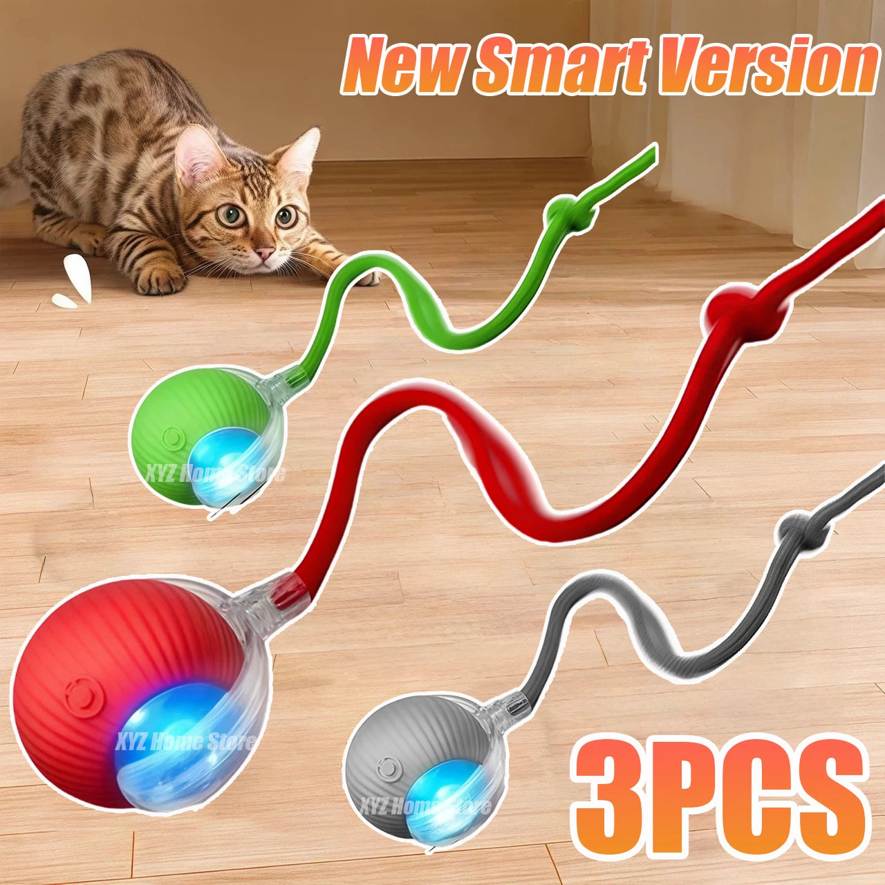 Rechargeable Faux Tail Smart Ball Cat Toy