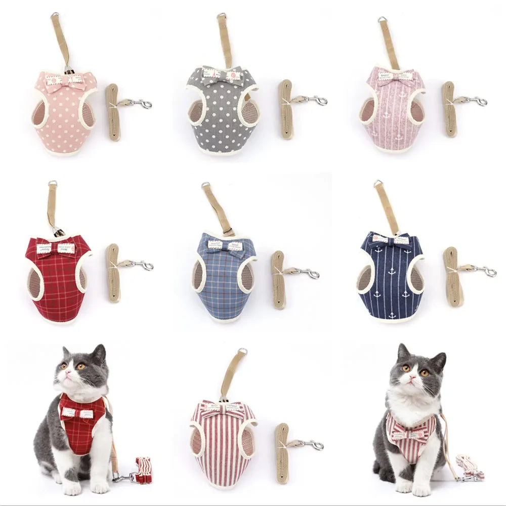 Bowknot Mesh Harness and Leash Set for Small Dogs and Cats