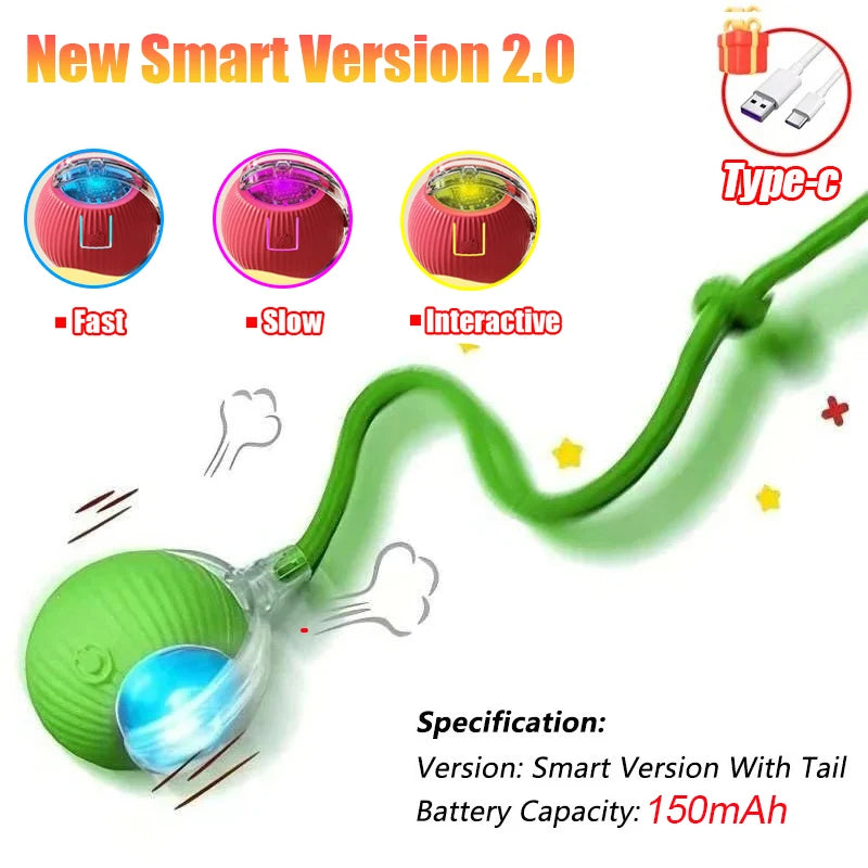 Rechargeable Faux Tail Smart Ball Cat Toy