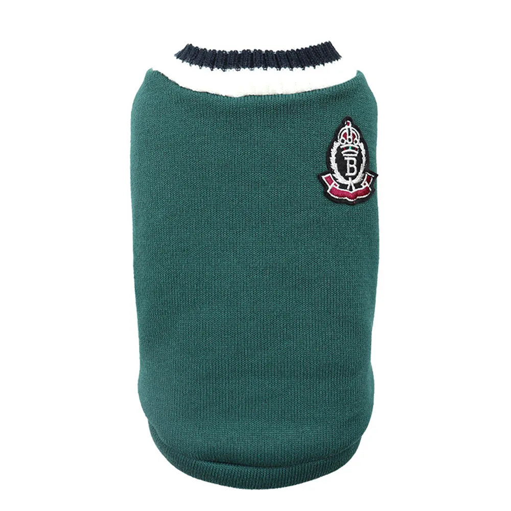 Collegiate Style Winter Sweater Vest for Cats and Small Dogs