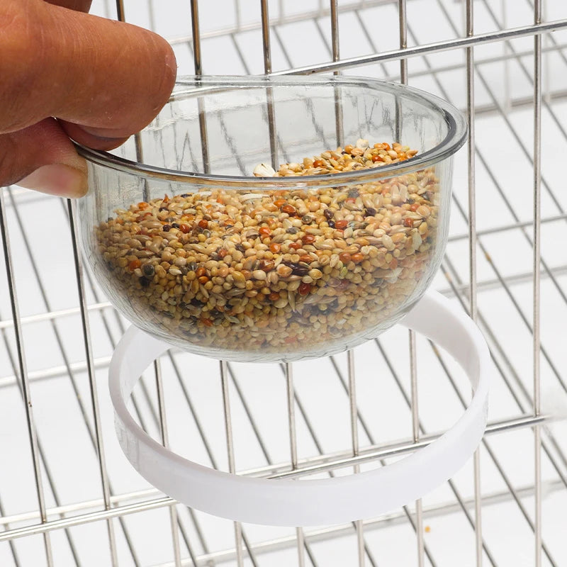 Detachable Transparent Bird Feeding Bowl for Cages