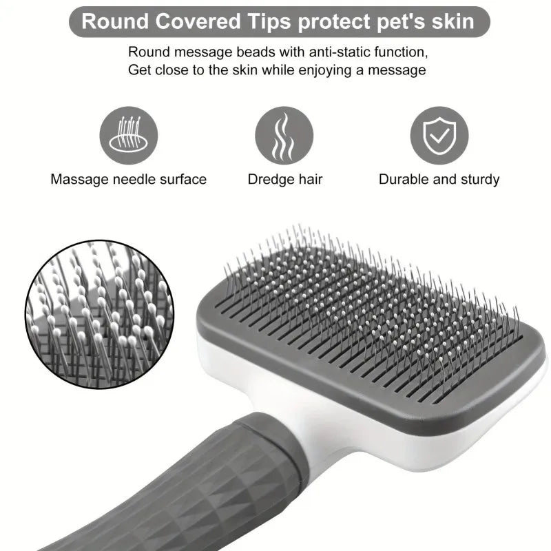 One-Click Pet Grooming Brush for Dogs and Cats