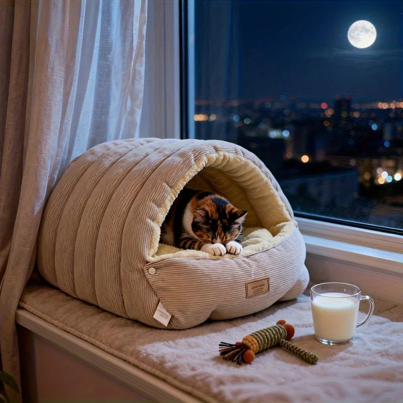Thick Warm Cat Cave Bed for Winter Sleeping