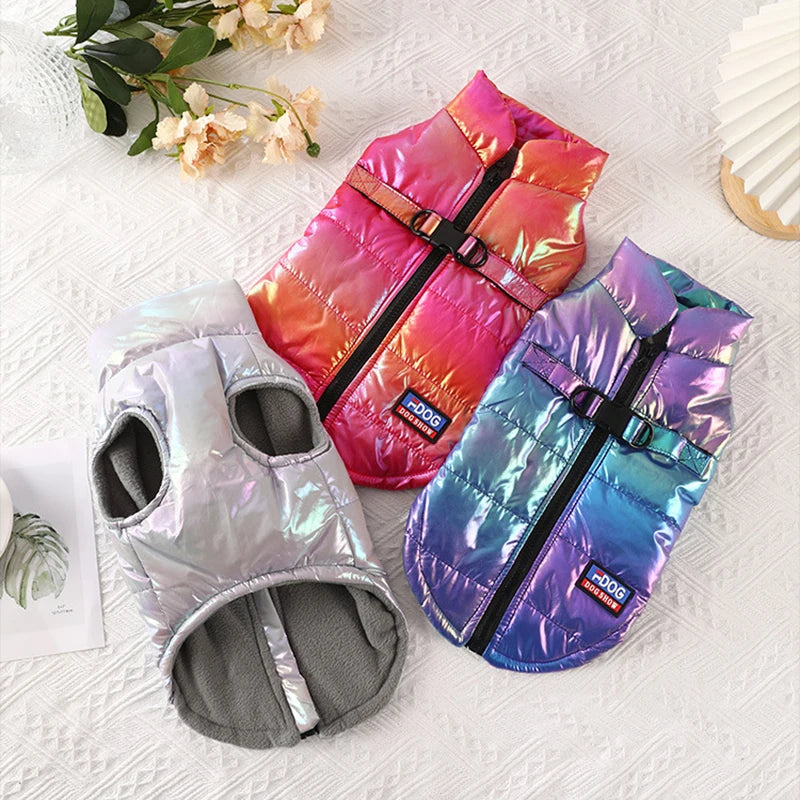 Rainbow Gradient Winter Vest for Small and Medium Dogs