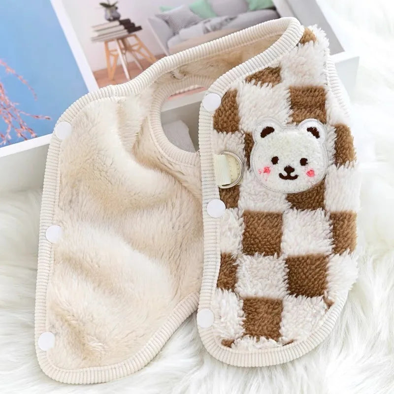 Sweet Bear Print Plush Sweater Jacket for Small Dogs and Cats