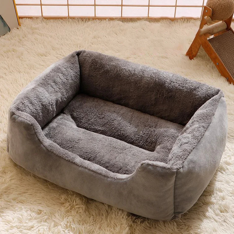 Plush Cat and Dog Cushion Bed with Breathable Basket Design