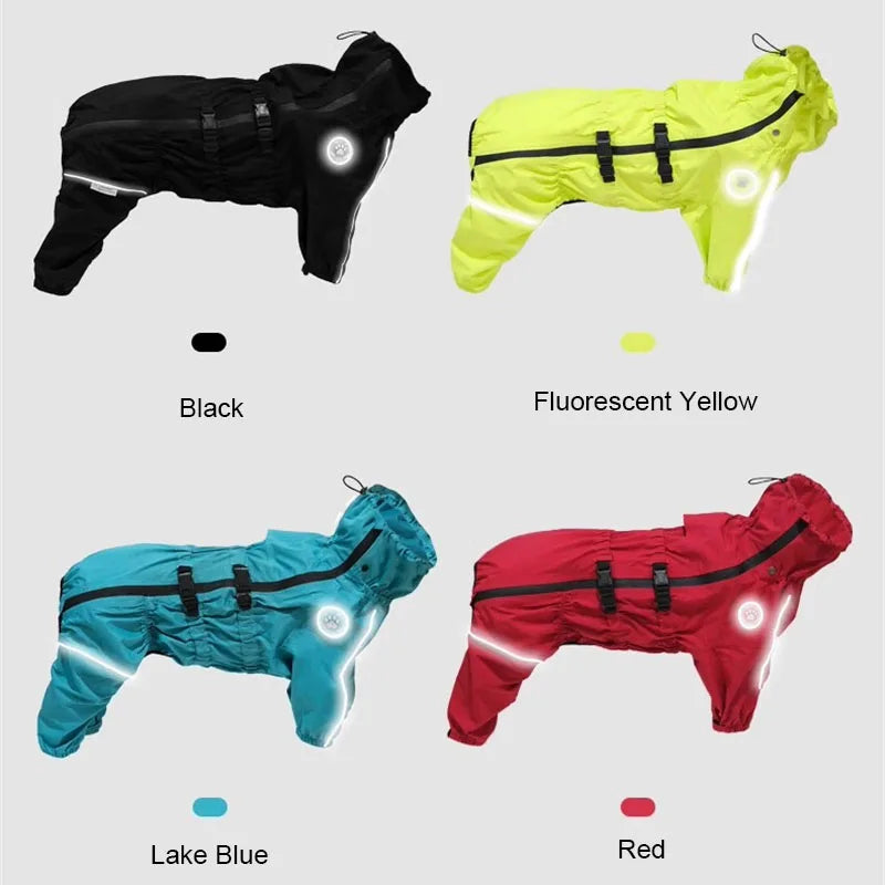 Reflective Waterproof Dog Raincoat Jumpsuit for Large Dogs