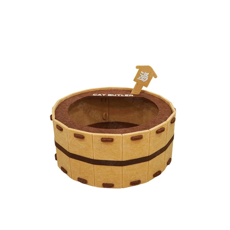 Semi-Enclosed Felt Cat Bed House for Sleeping and Scratching