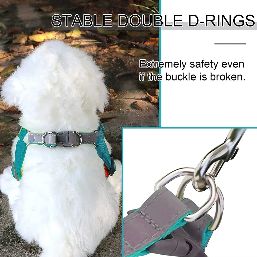 Step-In Reflective Vest Harness and Leash Set for Puppies