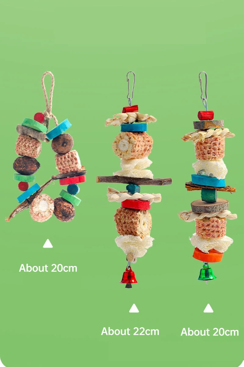 Natural Corn Cob and Loofah Parrot Chew Toy