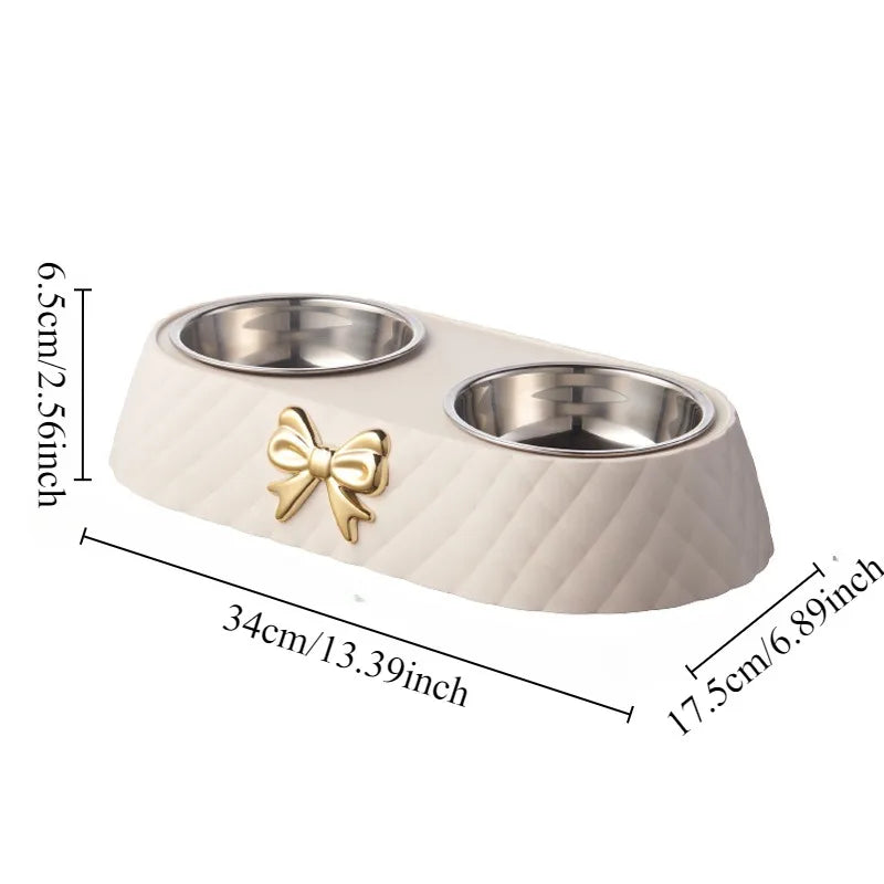 Bowtie Double Food and Water Bowl for Cats and Dogs