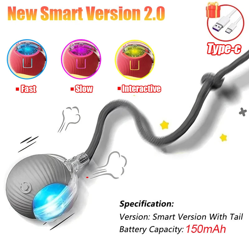 Rechargeable Faux Tail Smart Ball Cat Toy