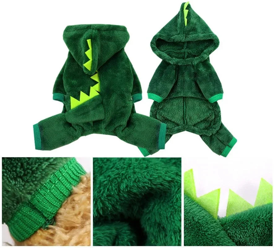 Dinosaur Fleece Hoodie Costume for Cats and Small Dogs