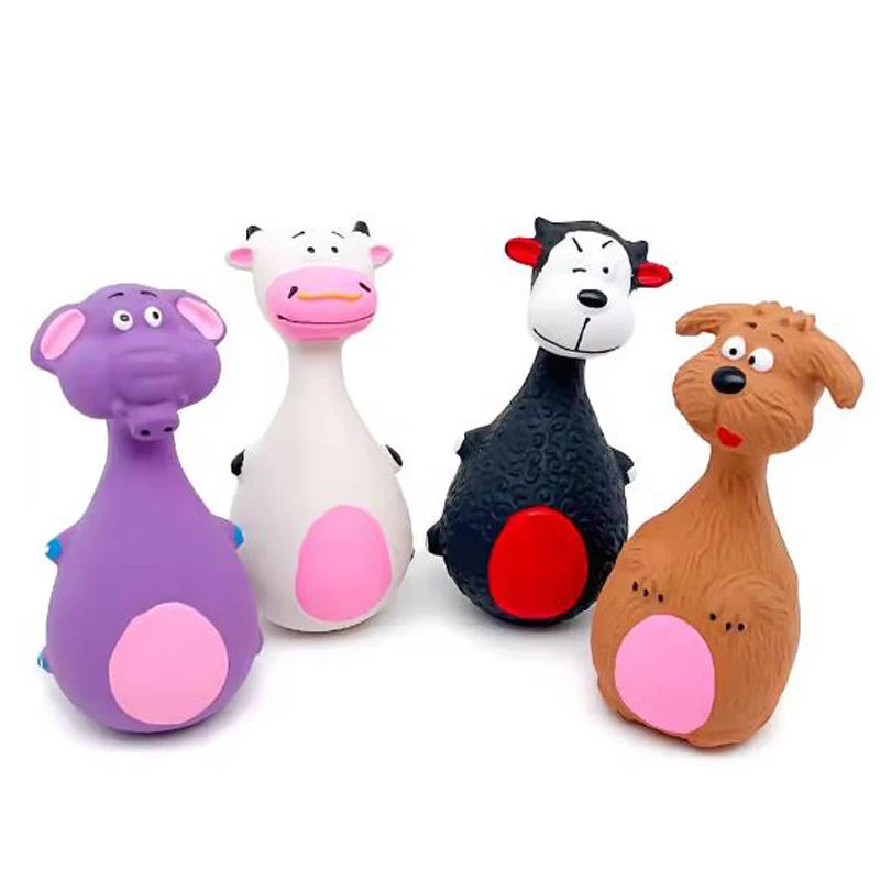 Squeaky Animal Chew Toy for Dogs - Elephant and Cow Style